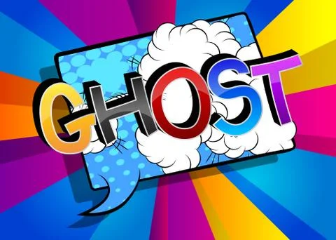 Ghost Comic book style cartoon words on abstract colorful comics background. Stock-Illustration