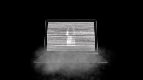 Ghost in the computer. Danger of infection. Sinister ghost 70 Stock Footage 105016998
