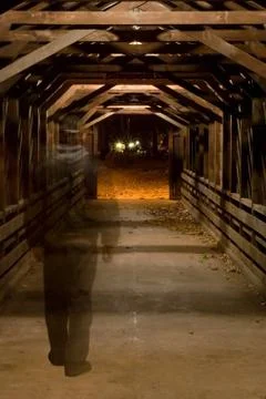 Ghost in Covered Bridge. 写真素材