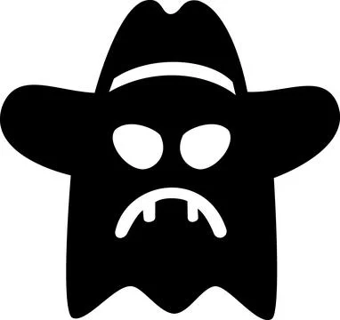 Ghost with cowboy hat graphic icon Stock Illustration