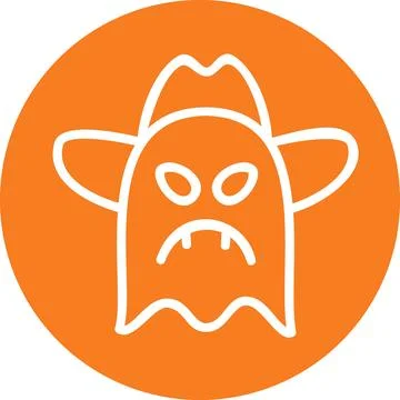 Ghost in cowboy hat round graphic icon illustration Stock Illustration