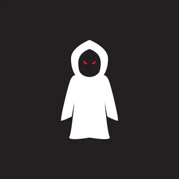 Ghost cute with cloak white logo design vector graphic symbol icon sign ill.. Stock Illustration