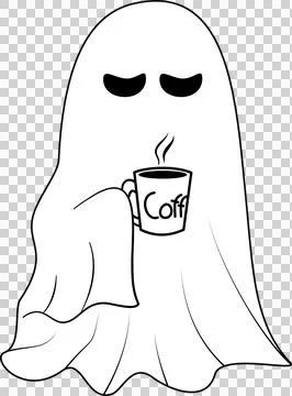 Ghost cute dinking coffee Stock Illustration