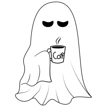 Ghost cute dinking coffee Stock Illustration