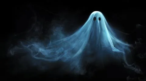 Ghost On Dark Background - Phantom Or Smoke Stock Photos