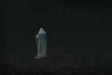 A ghost in a dark forest Stock Photos