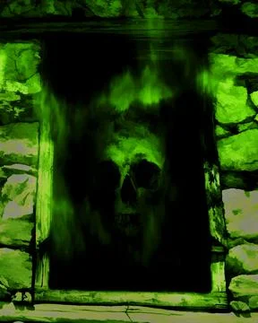 Ghost dark window. Digital illustration art. Stock Illustration