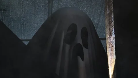 Ghost in the Dark.Spirit silhouette in dark attic Vidéo 308961939