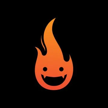 Ghost devil fire flame modern abstract mascot smile logo design vector Stock Illustration