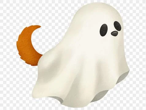 Ghost dog with wagging tail cute watercolor Halloween vector. Ilustración de archivo