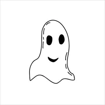 Ghost doodle, cartoon character, vector, Halloween, isolated illustration on  Stock Illustration