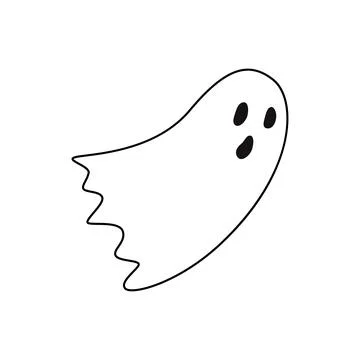 Ghost doodle. Hand drawn vector illustration isolated on white. Stock Illustration
