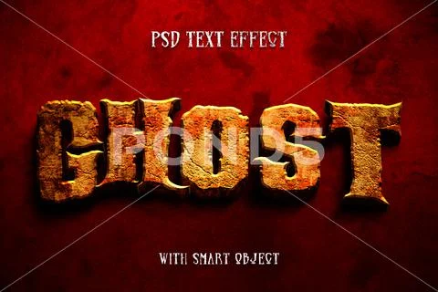 Ghost editable text effect with concrete texture PSD Template