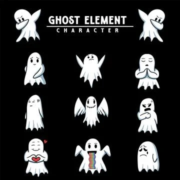 Ghost element expression set vector illustration Stock Illustration