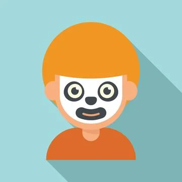 Ghost face painting icon flat . Kid mask Stock Illustration