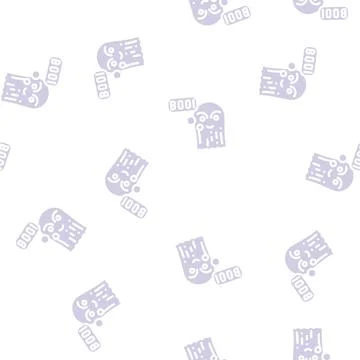 Ghost fear glyph vector seamless pattern Stock Illustration
