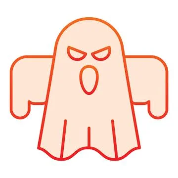 Ghost flat icon. Scary night evil monster. Halloween party vector design concept Stock Illustration