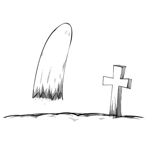 Ghost floats about over his own Grave Stock Illustration