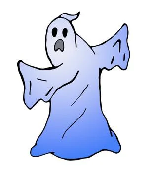 Ghost funny scared myself a 2D illustration isolated on white background Stock Illustration