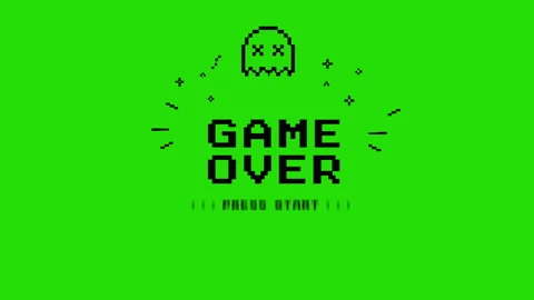 Ghost Game Over Press Start Animation Green Screen Video stock 339639127