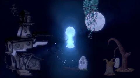 Ghost girl - Cartoon 2D animation (HD) Stock Footage