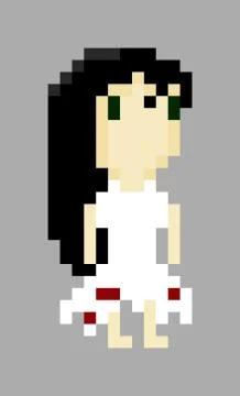 Ghost Girl Vector Pixel Art Stock Illustration