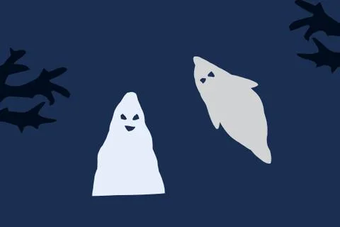 Ghost on a graveyard Stock Illustration