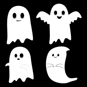 Ghost Halloween cute set Stock Illustration