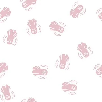 Ghost halloween glyph seamless pattern Stock Illustration