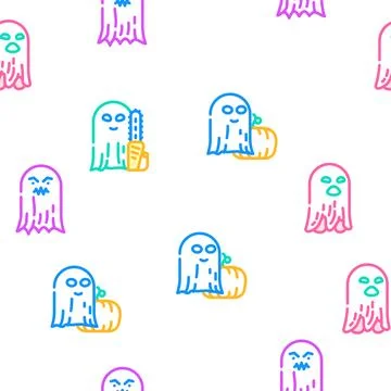 Ghost halloween scary spooky vector seamless pattern Illustrazione stock