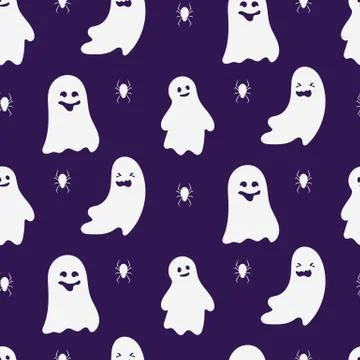 Ghost Halloween seamless pattern fabric vector Stock Illustration