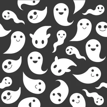 Ghost, Halloween seamless pattern, flat design with clipping mask Stock Illustration