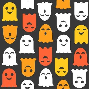 Ghost, Halloween seamless pattern, flat design with clipping mask Stock Illustration
