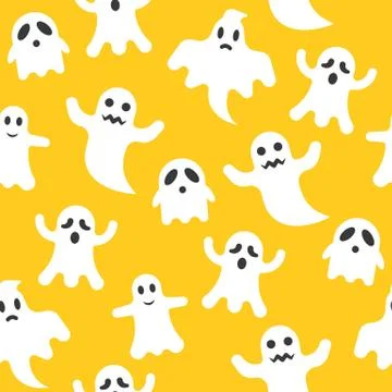 Ghost, Halloween seamless pattern, flat design with clipping mask Stock Illustration