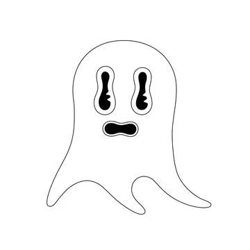 Ghost. Halloween spooky cartoon character isolated on white background. Black Illustrazione stock