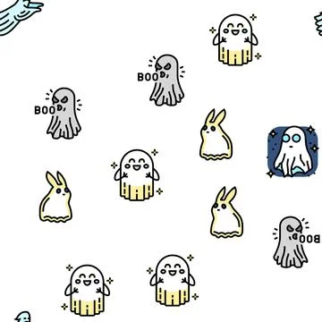 Ghost halloween spooky scary cute vector seamless pattern 스톡 일러스트