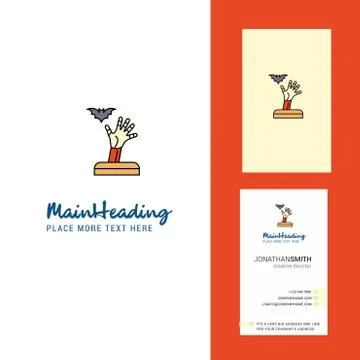 Ghost hand Creative Logo and business card. vertical Design Vector Stock Illustration