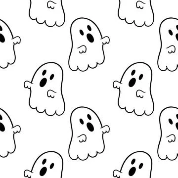 Ghost hand drawn seamless pattern on holiday theme Illustrazione stock