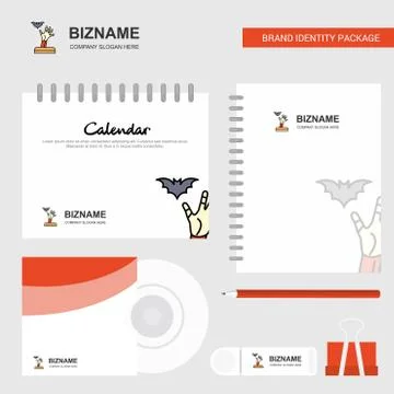 Ghost hand Logo, Calendar Template, CD Cover, Diary and USB Brand Stationary  Stock Illustration