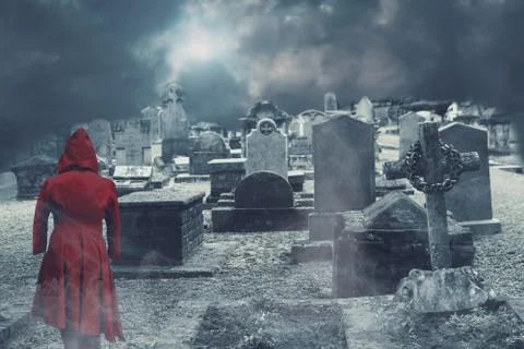 Ghost on haunted cemetery Stock Photos