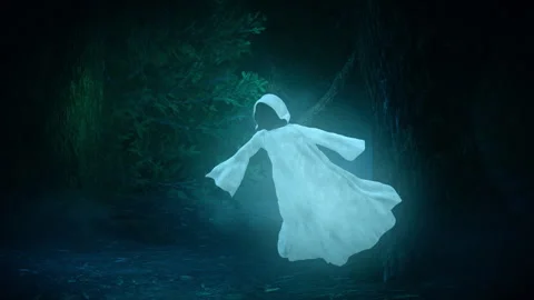 Ghost In Haunted Forest Animation Stock Footage 346732078