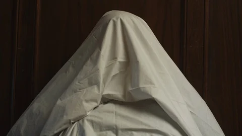 Ghost in hood with blood Stock Footage 124659079