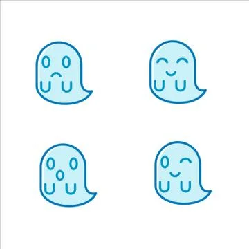Ghost Icon Character Collection Flat design Illustration Vector Illustrazione stock