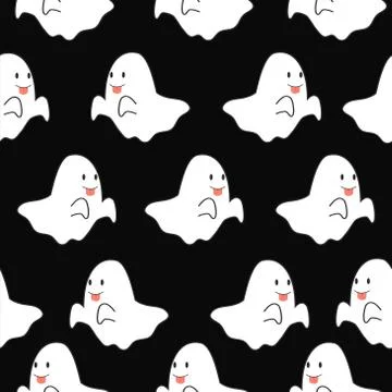 Ghost icon Halloween seamless pattern 库存插图