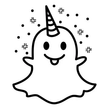 Ghost icon with horn. Doodle ghost Vector Illustration. イラスト素材