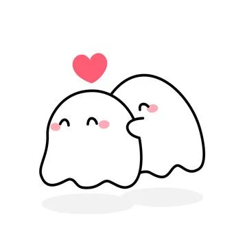 Ghost icon in love. Ghost Doodle Vector Illustration. Illustrazione stock