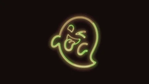 Ghost Icon Neon Seamless Loop 4K (Black Background) Vídeos de archivo 310358067