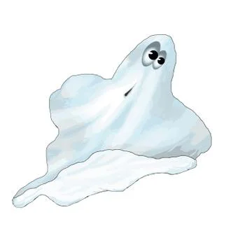 Ghost isolated on white background. Hand drawn sketch of scary white ghost. Stock Illustration