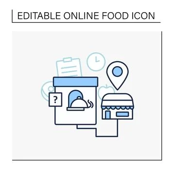 Ghost kitchen line icon Stock Illustration