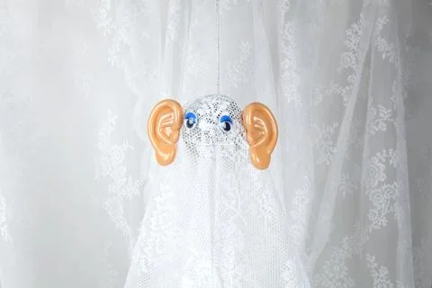 Ghost in lace curtain Stock Photos